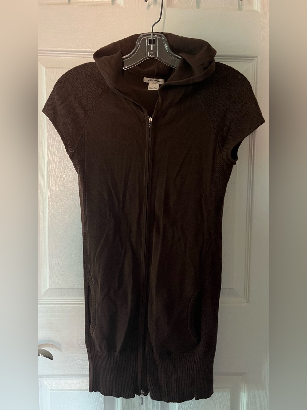 Arizona Jean Company Brown Sleeveless Zip Hoodie